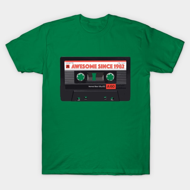 Classic Cassette Tape Mixtape - Awesome Since 1982 Birthday Gift T-Shirt by DankFutura